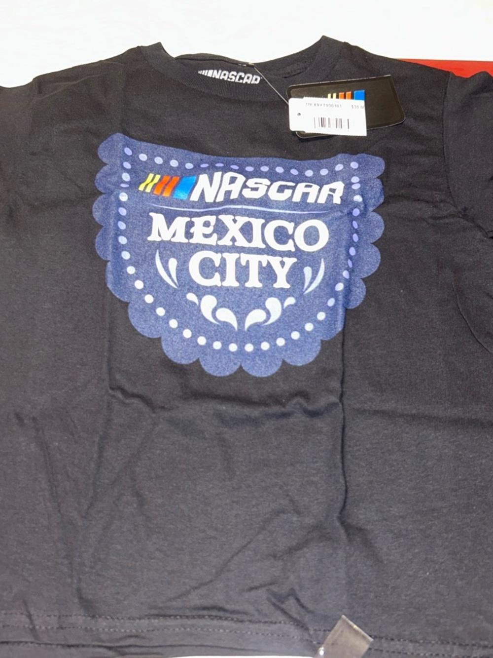 Nascar Black Tee with Multicolor Logo Accents 100% Cotton Youth XS
